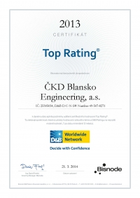 TOP RATING pro ČKD Blansko Engineering, a.s.